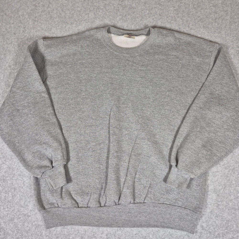 Vintage Jerzees Sweatshirt Mens XL Gray NuBlend Crewneck Long Sleeve Made in USA